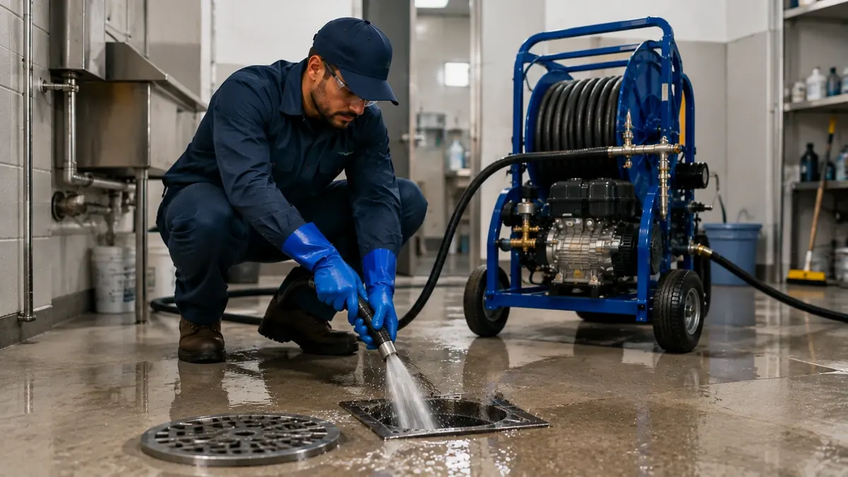 Floor Drain Hydro Jet Cleaning in March Air Reserve Base