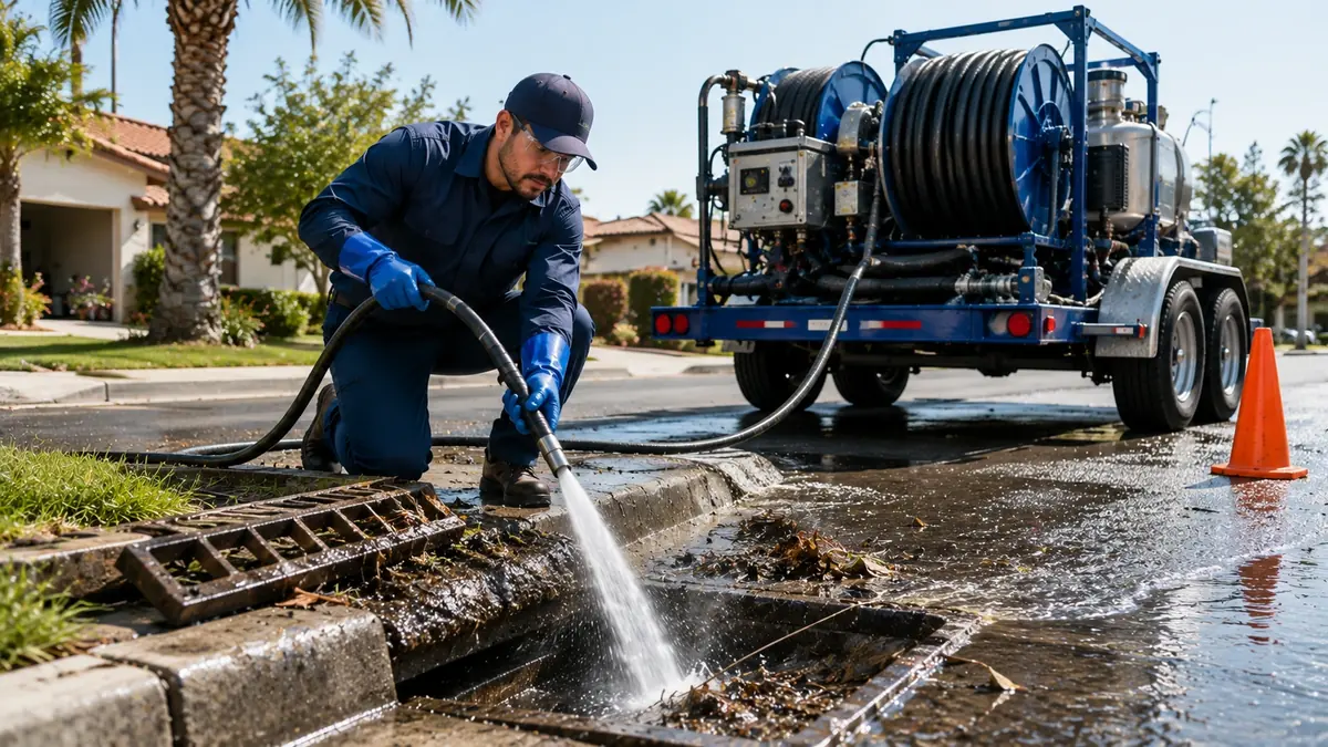 Storm Drain Hydro Jet Cleaning in March Air Reserve Base
